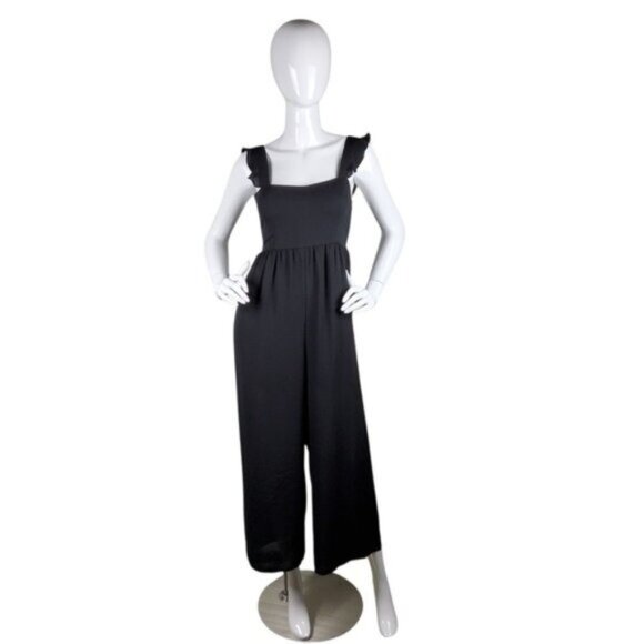 Show Me Your MuMu Black Wide-Leg Cropped Jumpsuit Size Small - Picture 2 of 7